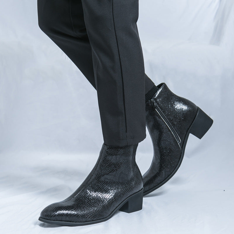 Damen Modische Ankle Boots mit schickem Schlangenleder-Design
