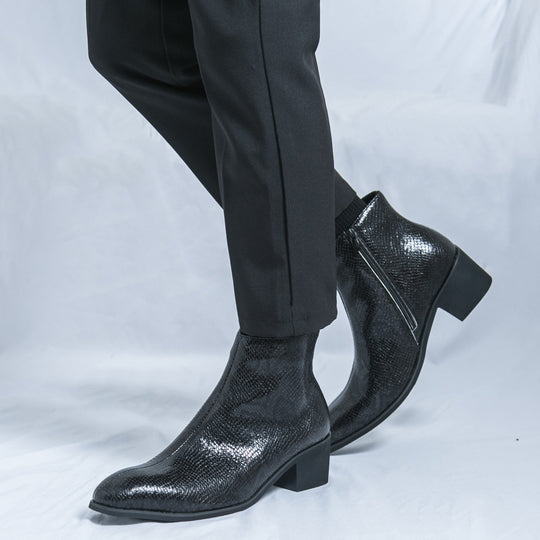 Damen Modische Ankle Boots mit schickem Schlangenleder-Design R&B