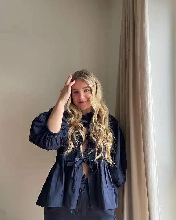 Damen Bluse mit Rüschen und Bindebändern R&B