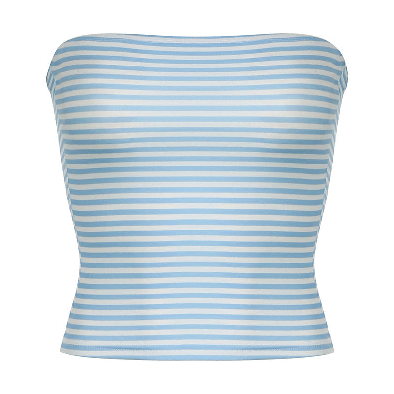 Damen Bandeau-Oberteil mit feinem Streifenmuster und elastischer Passform R&B