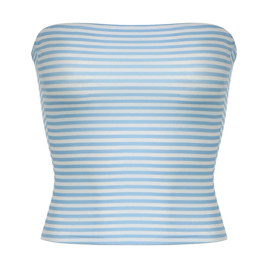 Damen Bandeau-Oberteil mit feinem Streifenmuster und elastischer Passform R&B