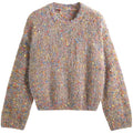 Damen modischer Pullover mit buntem Strukturstrick und Rundhalsausschnitt R&B