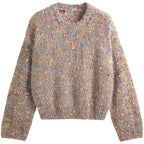 Damen modischer Pullover mit buntem Strukturstrick und Rundhalsausschnitt R&B