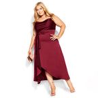 Damen elegantes Hochzeitskleid mit asymmetrischem Saum und Taillengürtel R&B