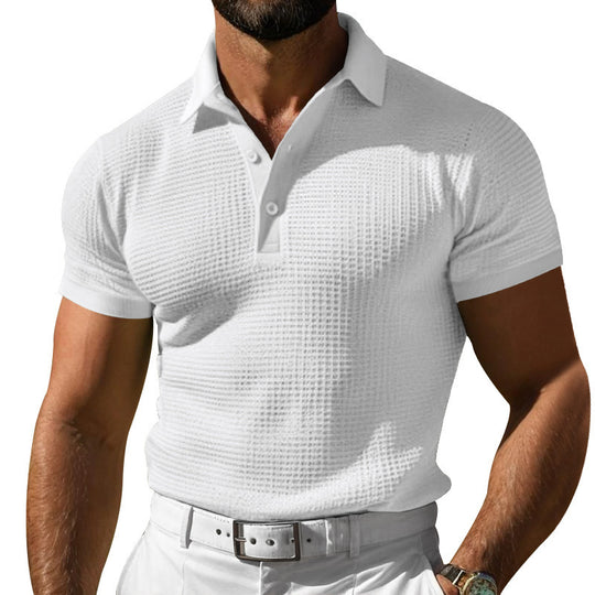 Herren nan Poloshirt mit Strukturstrick und schmalem Schnitt R&B