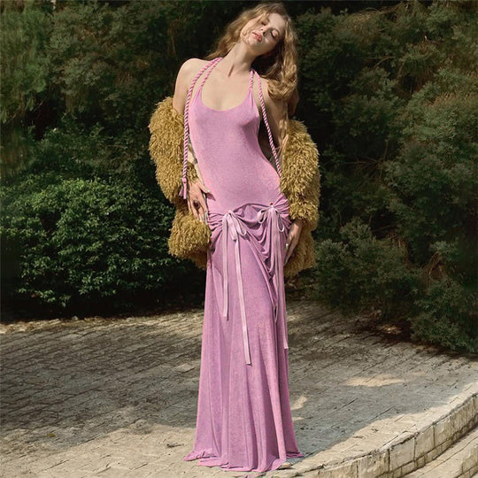 Damen Elegantes Maxikleid mit raffinierten Rüschendetails und schmalem Rücken R&B
