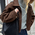 Damen modische Wildlederjacke im angesagten Oversized-Schnitt R&B