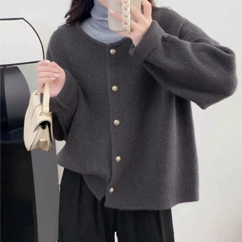 Damen Grobstrickjacke mit eleganter Knopfleiste und lässigem Schnitt R&B
