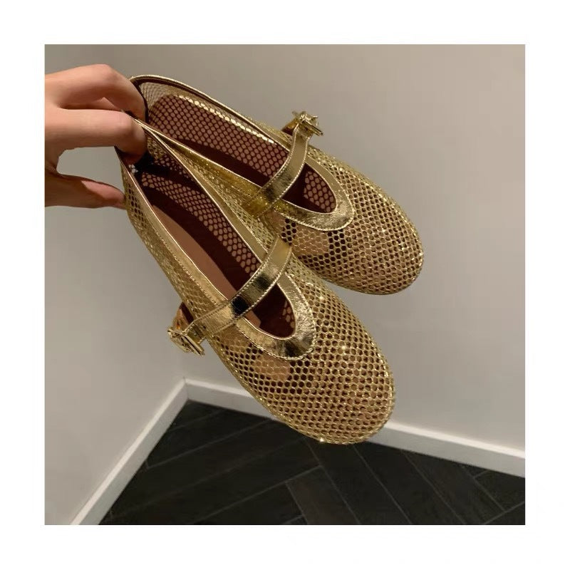 Damen Glitzernde Ballerinas mit dekorativem Riemen R&B