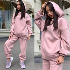 Damen lässiges Hoodie-Set mit elastischer Taillierung und praktischen Taschen R&B