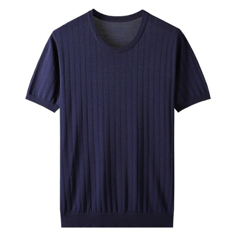 Damen Kurzarm Strickoberteil mit feinem Liniendesign und komfortablem Schnitt R&B