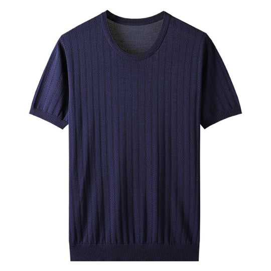 Damen Kurzarm Strickoberteil mit feinem Liniendesign und komfortablem Schnitt R&B