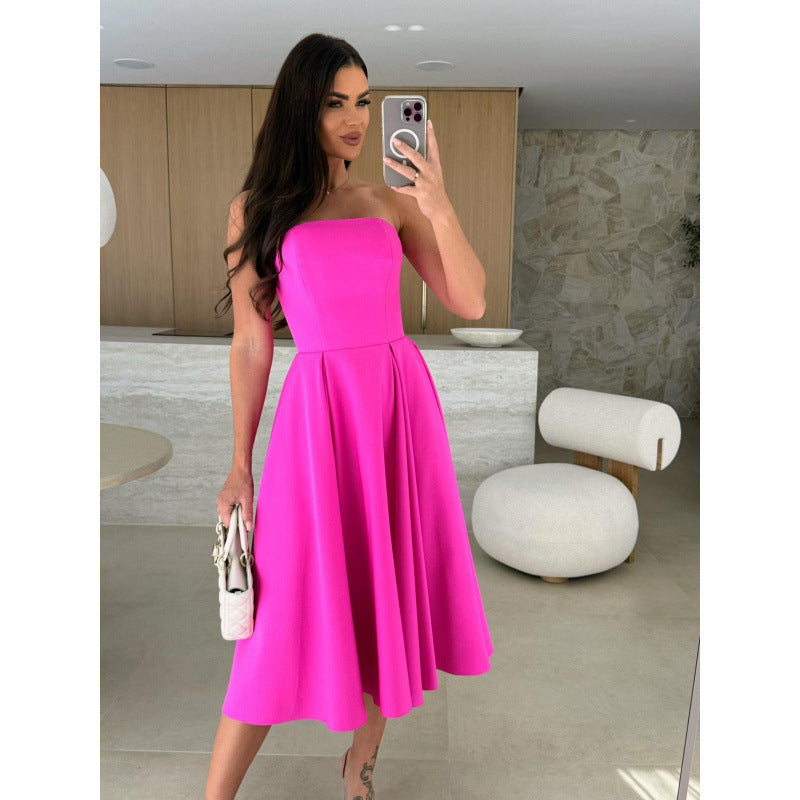 Damen elegantes Cocktailkleid mit trägerlosem Design R&B