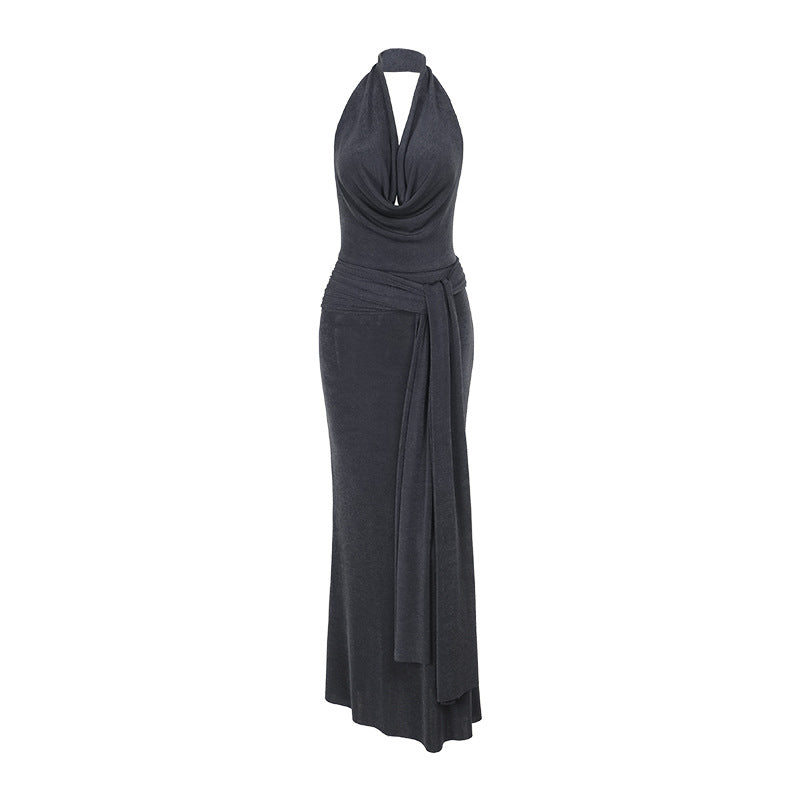 Damen elegantes Wickelkleid mit tiefem V-Ausschnitt und fließendem Schnitt R&B