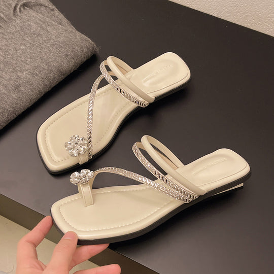 Damen Glamouröse Flip-Flops mit funkelndem Strass und elegantem Riemendesign R&B