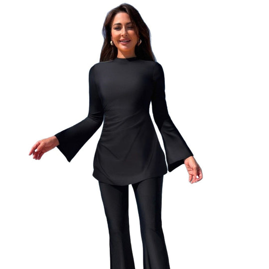 Damen eleganter Strandanzug mit weit schwingendem Oberteil R&B