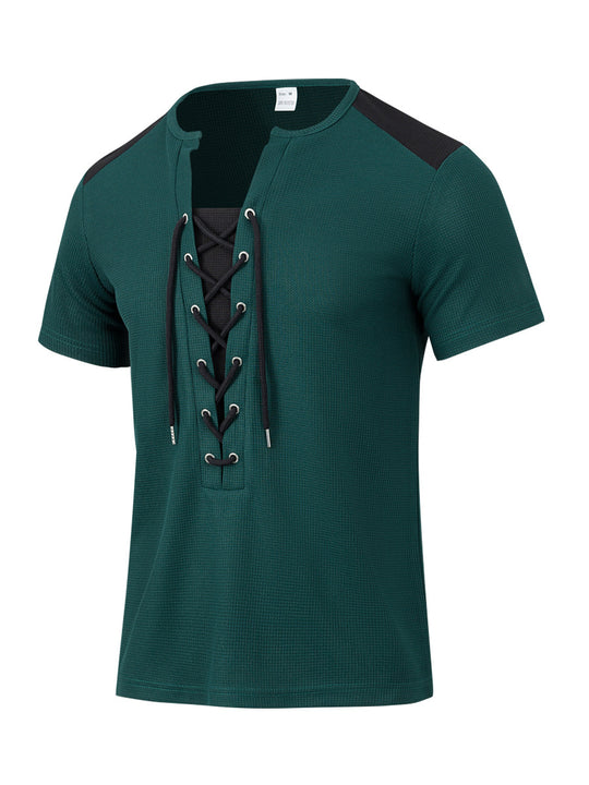 Herren Kurzarm Shirt mit sportlichem Schnürdesign R&B