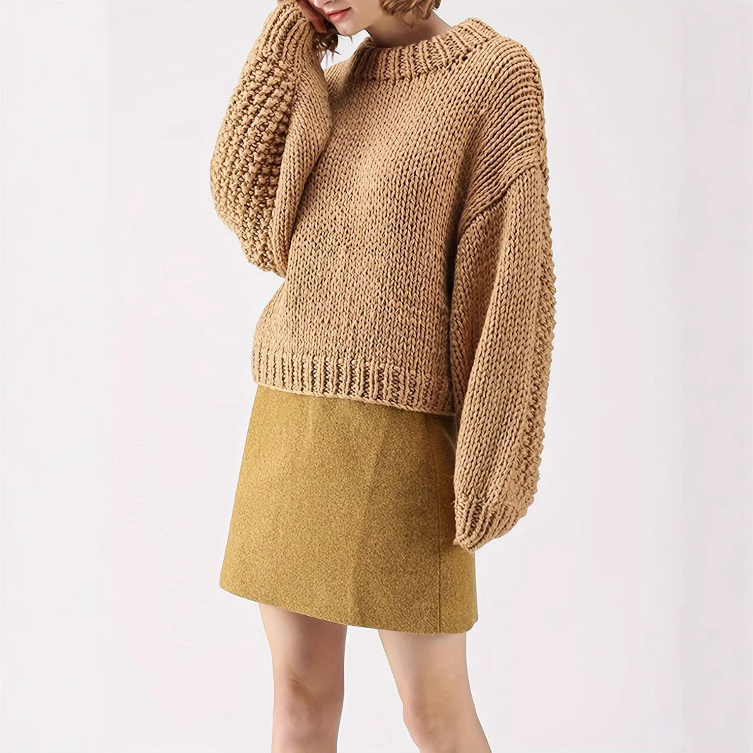 Damen Grobstrickpullover mit weitem Schnitt und Oversized-Ärmeln R&B