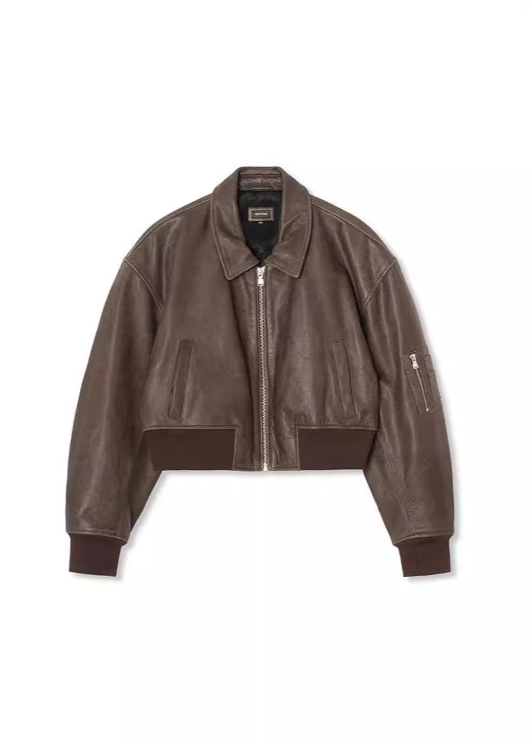 R&B | Charm Leder Bomberjacke