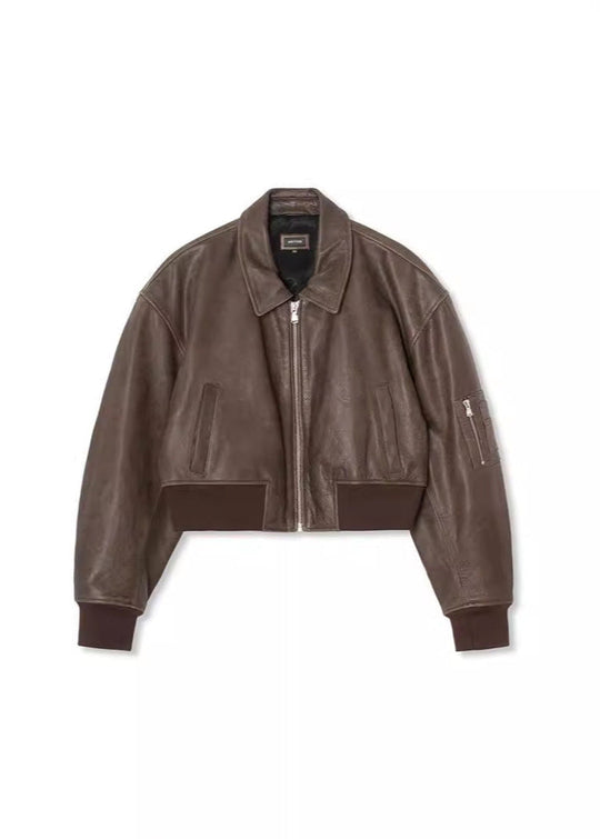 R&B | Charm Leder Bomberjacke
