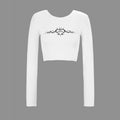 Damen cropped Langarmshirt mit raffinierter Grafik EB