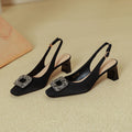 Damen Slingback-Pumps mit dekorativem Schmuckelement und komfortablem Blockabsatz