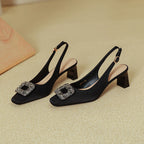Damen Slingback-Pumps mit dekorativem Schmuckelement und komfortablem Blockabsatz