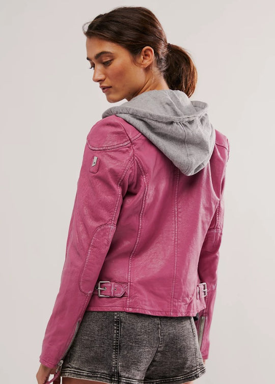 Damen stylische jacke mit abnehmbarer Kapuze R&B