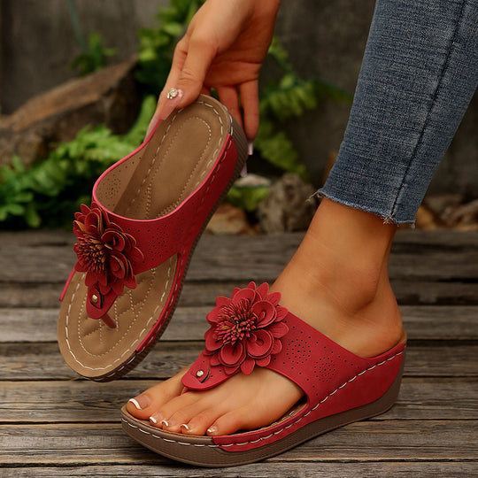 Damen Wedge-Sandalen mit floralen Akzenten und atmungsaktivem Obermaterial R&B