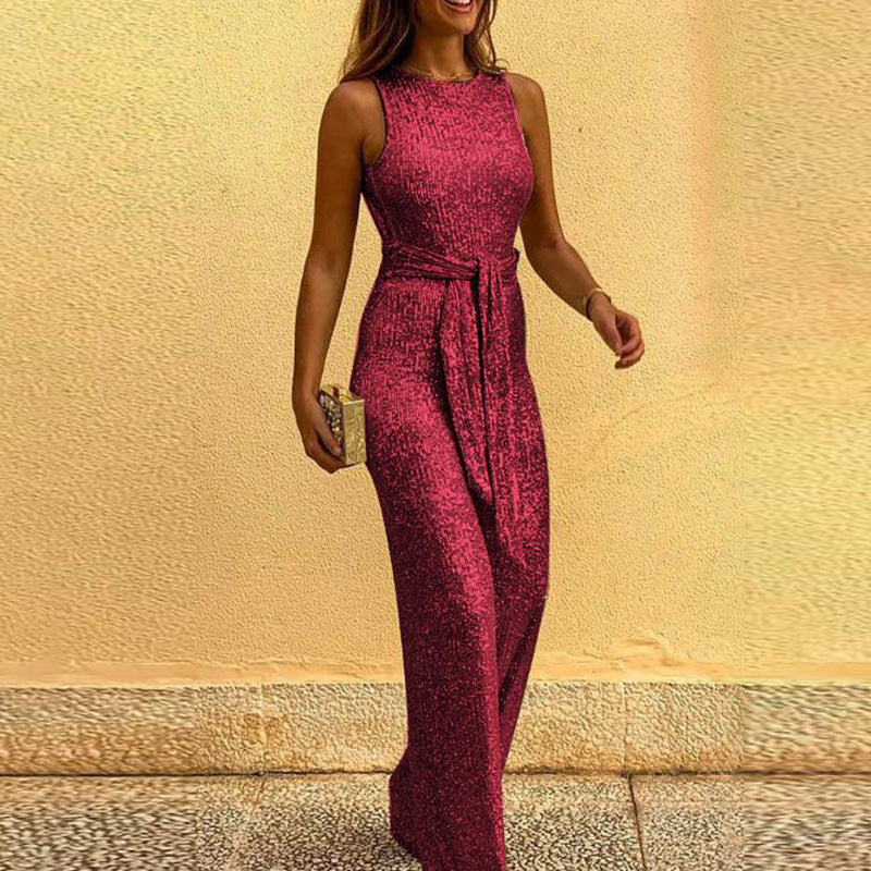 Damen Glitzerndes Abendkleid mit elegantem Taillengürtel R&B