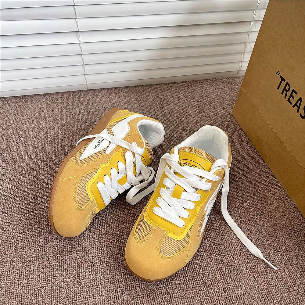 Damen Sportliche Sneaker mit weicher Veloursoberfläche und atmungsaktiver Netzstruktur