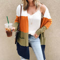 Damen Strickjacke mit Farbblock-Design und praktischen Taschen R&B