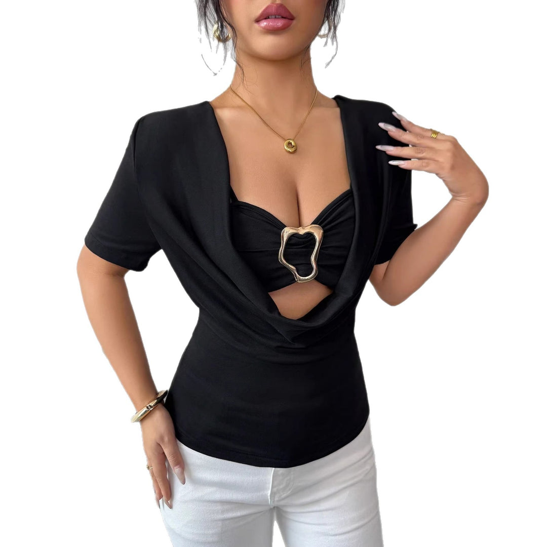 Damen nan drapiertes Cropped-Top mit herzförmiger Zierschließe und Cut-Out R&B