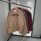 Damen Oversize Wolljacke mit dekorativen Knöpfen R&B