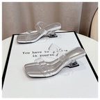 Damen transparente Slingback Sandalen mit klarem Blockabsatz R&B