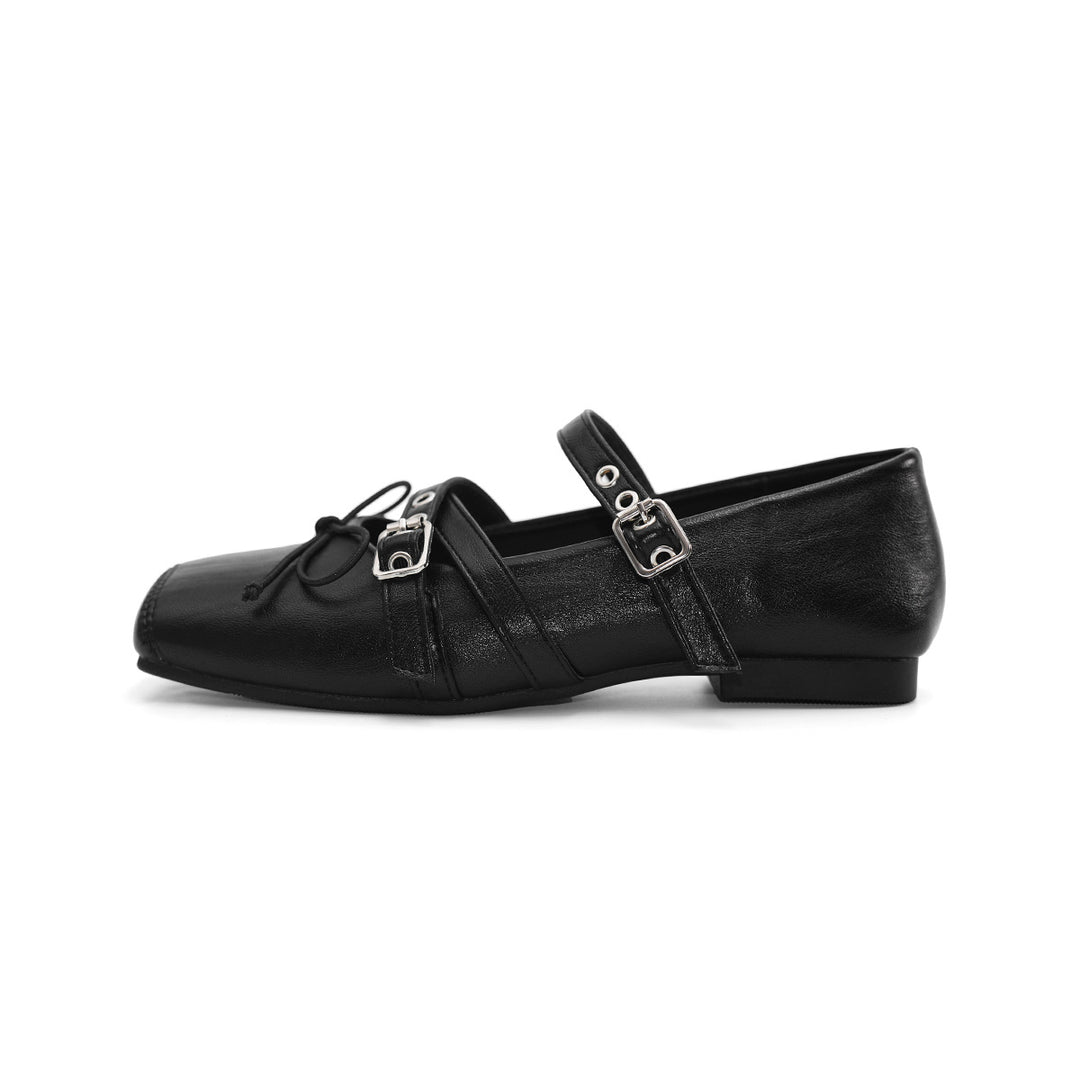 Damen Ballerinas mit modischen Schnallen und schimmerndem Obermaterial R&B