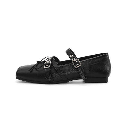 Damen Ballerinas mit modischen Schnallen und schimmerndem Obermaterial R&B