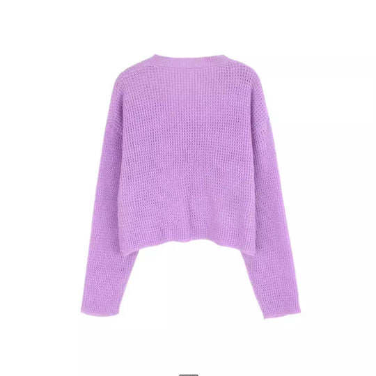 Damen modischer V-Ausschnitt Pullover im Waffelstrick R&B