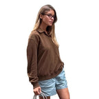 Damen Lässiger Pullover mit Stehkragen und weitem Schnitt R&B
