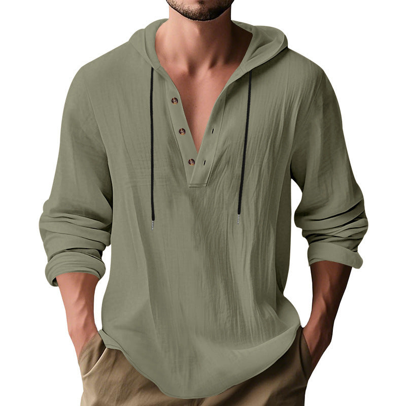Herren Kapuzenshirt mit Knopfleiste und lässigem Schnitt R&B