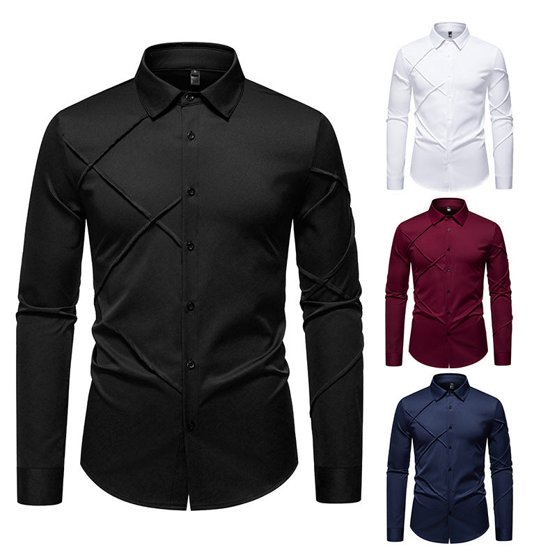 Herren Langarmhemd mit asymmetrischem Design R&B
