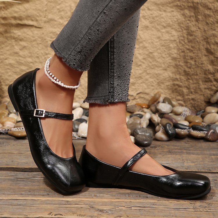 Damen Klassische Ballerinas mit verstellbarem Riemen R&B