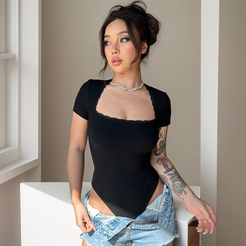 Damen Body mit gerafftem Ausschnitt R&B