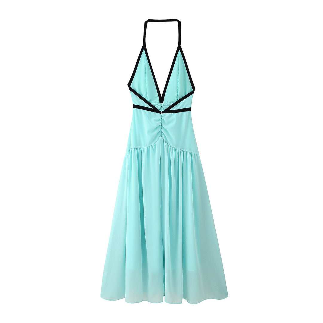 Damen Maxikleid mit elegantem Halterneck und romantischen Rüschendetails R&B