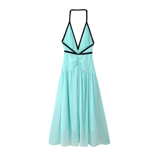 Damen Maxikleid mit elegantem Halterneck und romantischen Rüschendetails R&B