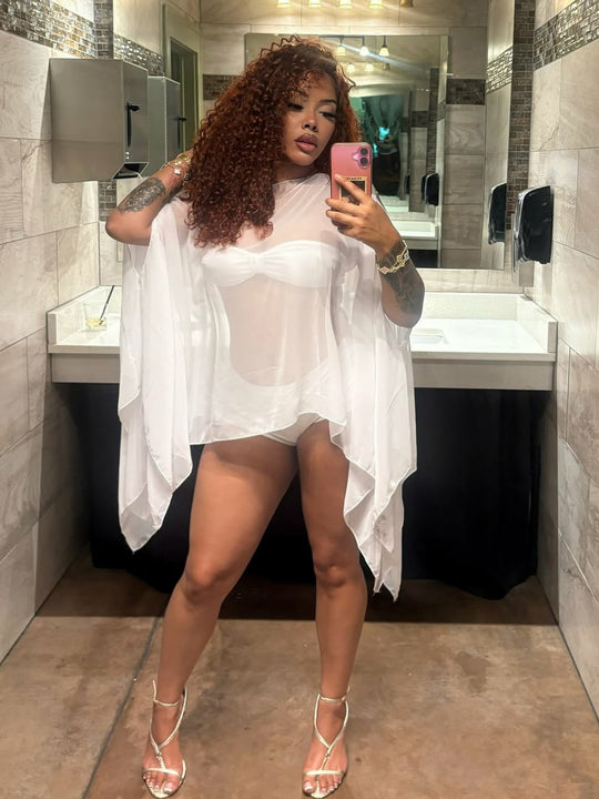 Damen transparenter Kaftan mit elegantem Schnitt und fließendem Stoff R&B