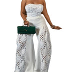 Damen Elegantes Jumpsuit mit floralen Lochdetails R&B