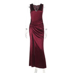 Damen elegantes Maxikleid mit raffiniertem Wickeldesign R&B