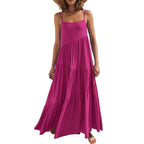 Damen luftiges Maxikleid mit Spaghetti-Trägern und stilvollem Layering R&B