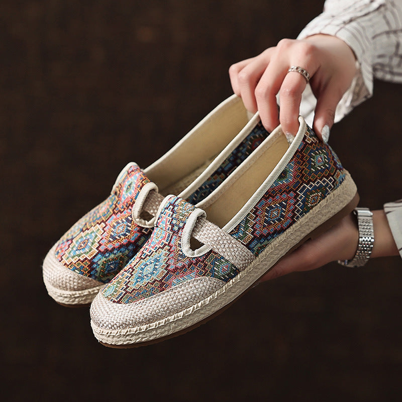 Damen Bequeme Stoffslipper mit ethnischem Muster R&B
